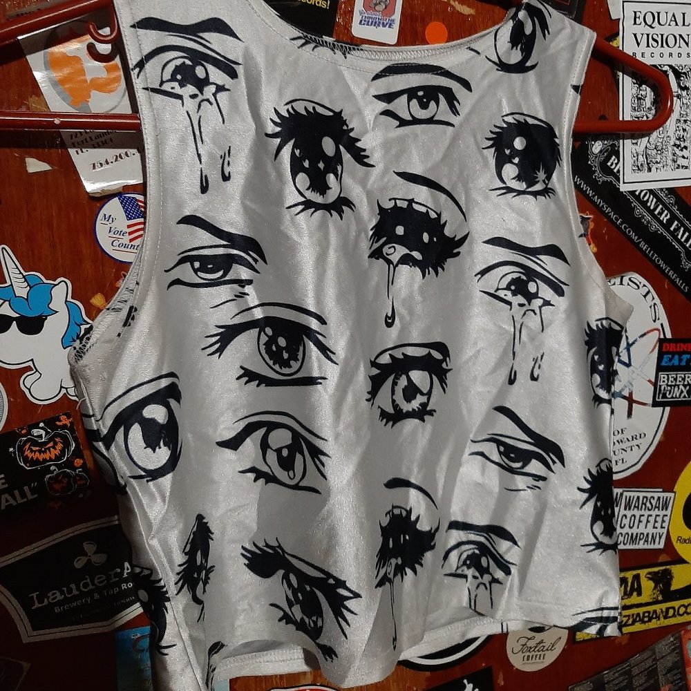 Dolls Kill Tops | Anime Girl Tank Top Crying Eyes